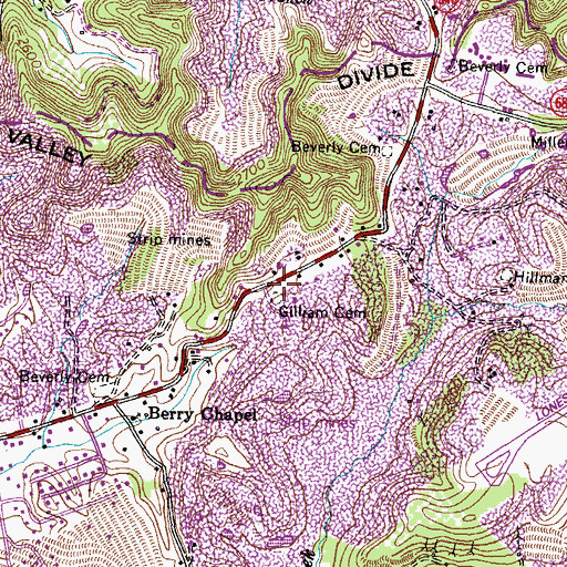 Topographic Map of Gilliam Cemetery, VA