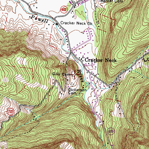 Topographic Map of Gilly Cemetery, VA