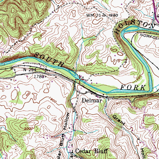 Topographic Map of Gimlet Branch, VA