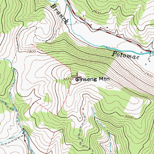 Topographic Map of Ginseng Mountain, VA