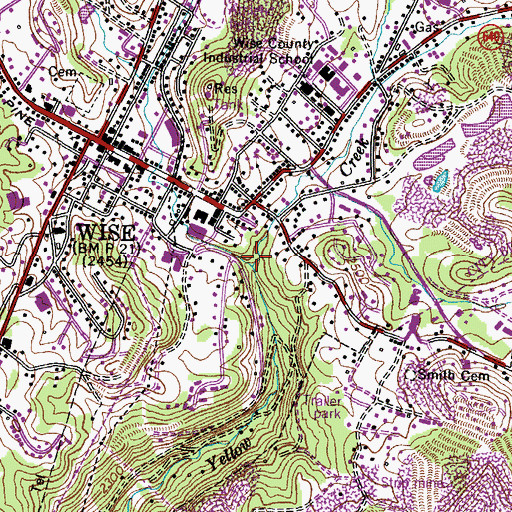 Topographic Map of Glade Creek, VA