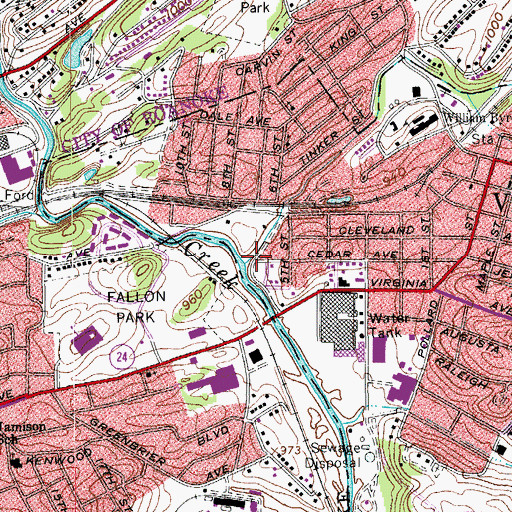 Topographic Map of Glade Creek, VA