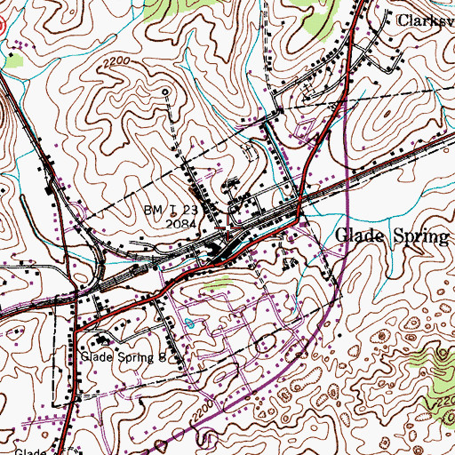 Topographic Map of Glade Spring, VA