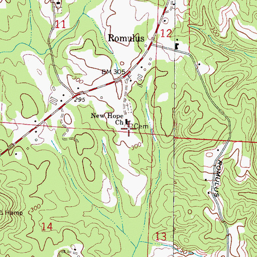 Topographic Map of New Hope Cemetery, AL