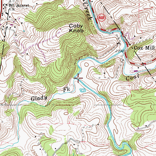 Topographic Map of Glady Fork, VA