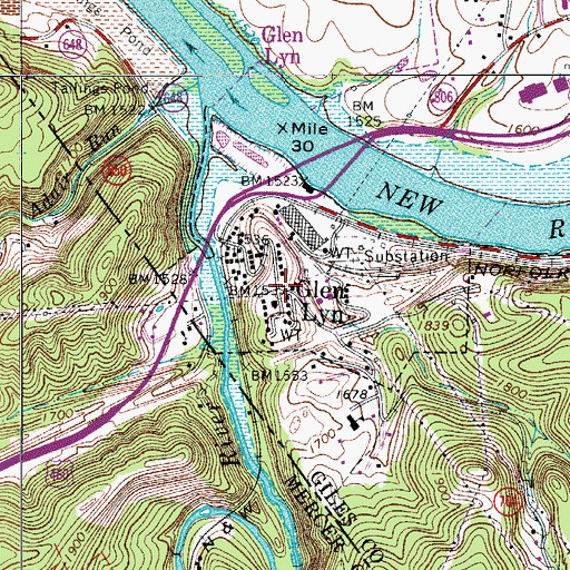 Topographic Map of Glen Lyn, VA