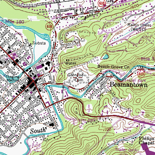 Topographic Map of Glencoe Cemetery, VA