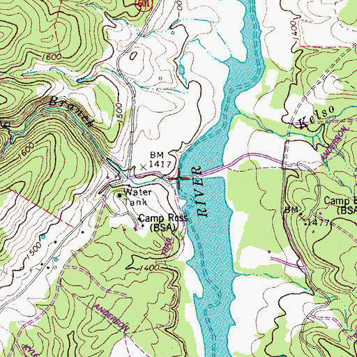 Topographic Map of Glendye Branch, VA