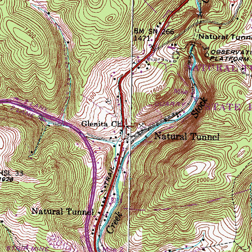 Topographic Map of Glenita Church, VA