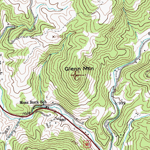 Topographic Map of Glenn Mountain, VA