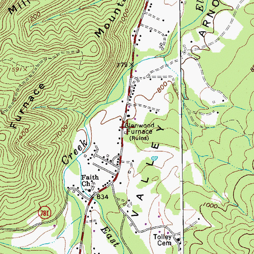 Topographic Map of Glenwood Furnace, VA