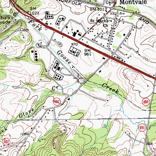 Topographic Map of Glove Creek, VA