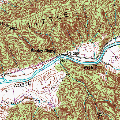 Topographic Map of Gobble Branch, VA