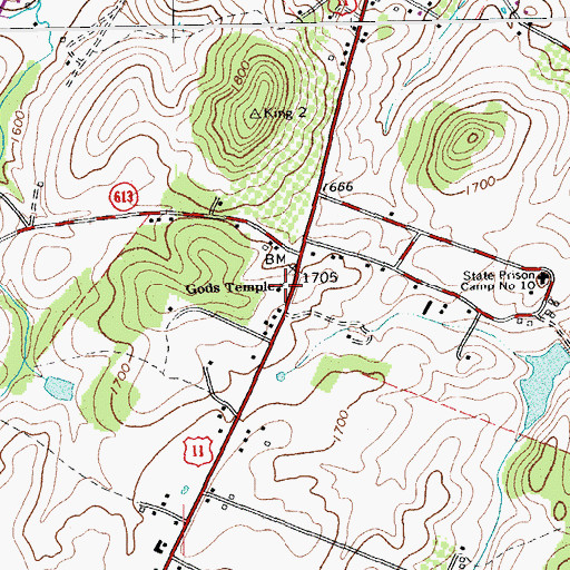 Topographic Map of Gods Temple, VA