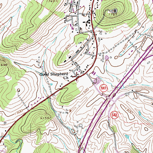 Topographic Map of Good Shepherd Church, VA