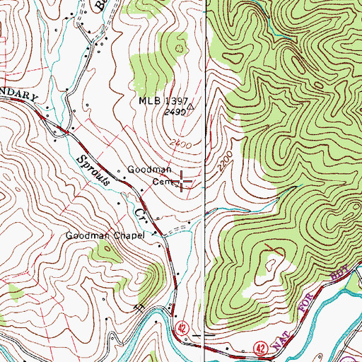 Topographic Map of Goodman Cemetery, VA