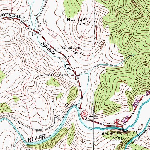 Topographic Map of Goodman Chapel, VA