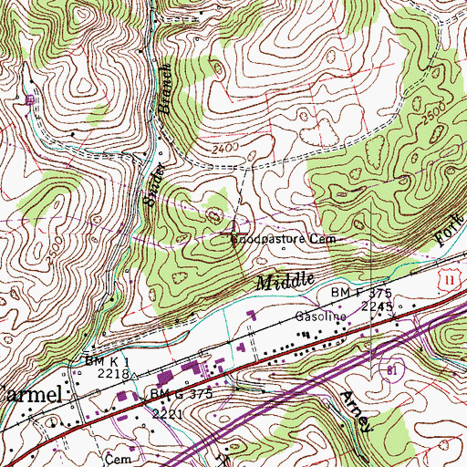 Topographic Map of Goodpasture Cemetery, VA