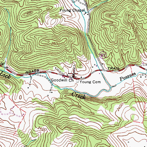 Topographic Map of Goodwill Church, VA