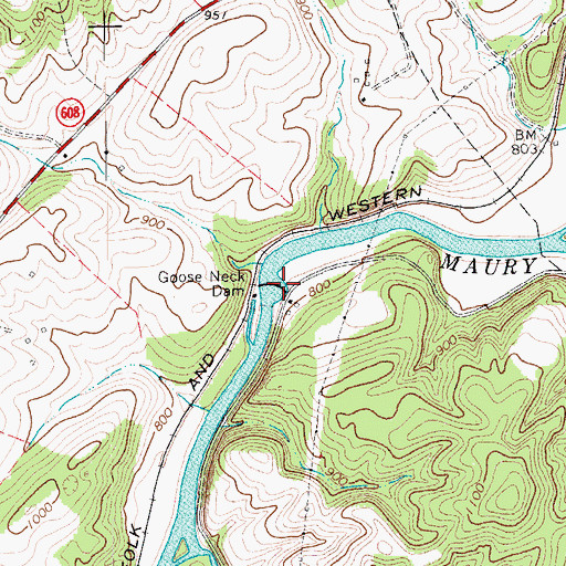 Topographic Map of Goose Neck Dam, VA
