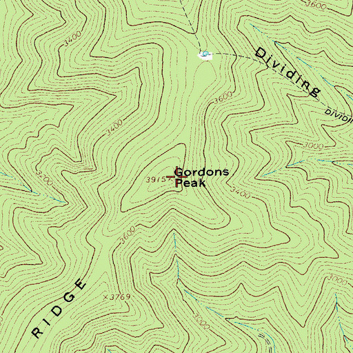 Topographic Map of Gordons Peak, VA