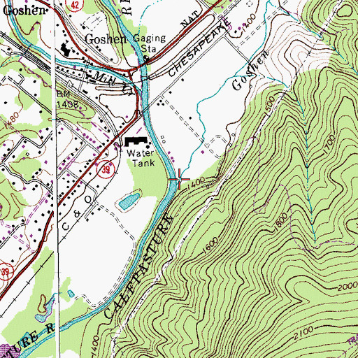 Topographic Map of Goshen Branch, VA