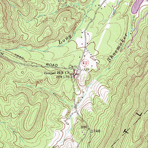Topographic Map of Gospel Hill Church, VA
