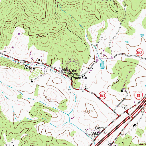 Topographic Map of Grace Church, VA