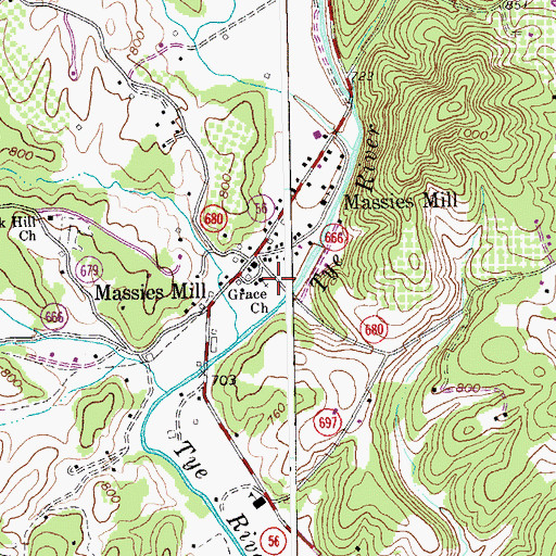 Topographic Map of Grace Church, VA