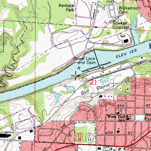 Topographic Map of Newtown Landing (historical), AL
