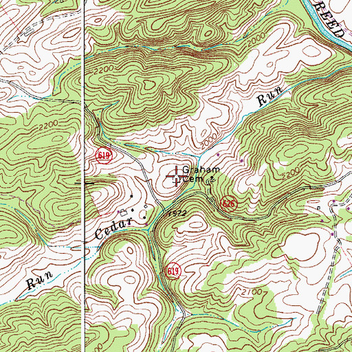 Topographic Map of Graham Cemetery, VA