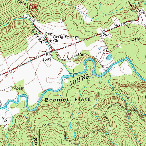 Topographic Map of Grannys Creek, VA