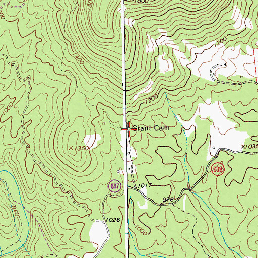 Topographic Map of Grant Cemetery, VA