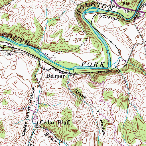 Topographic Map of Grant Hollow, VA