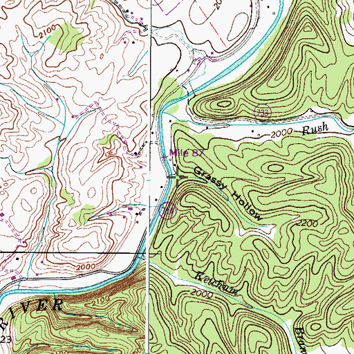 Topographic Map of Grassy Hollow, VA