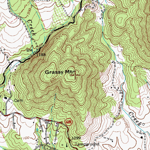 Topographic Map of Grassy Mountain, VA