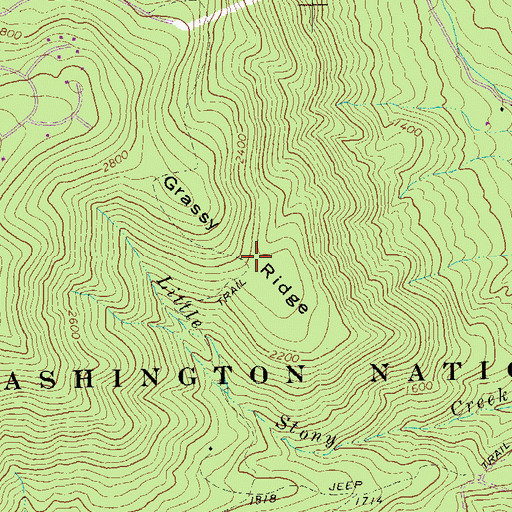 Topographic Map of Grassy Ridge, VA