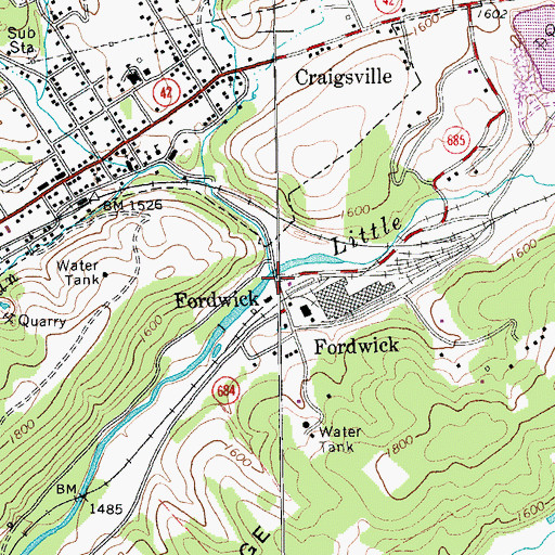 Topographic Map of Grassy Run, VA