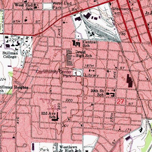 Topographic Map of Nineteenth Street Pentecostal Church, AL