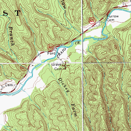Topographic Map of Grave Cemetery, VA