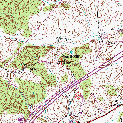 Topographic Map of Gravel Hill Church, VA
