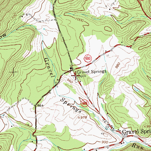 Topographic Map of Gravel Springs Cemetery, VA
