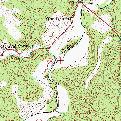 Topographic Map of Gravel Springs Run, VA