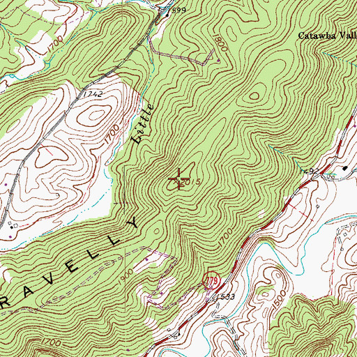 Topographic Map of Gravelly Ridge, VA