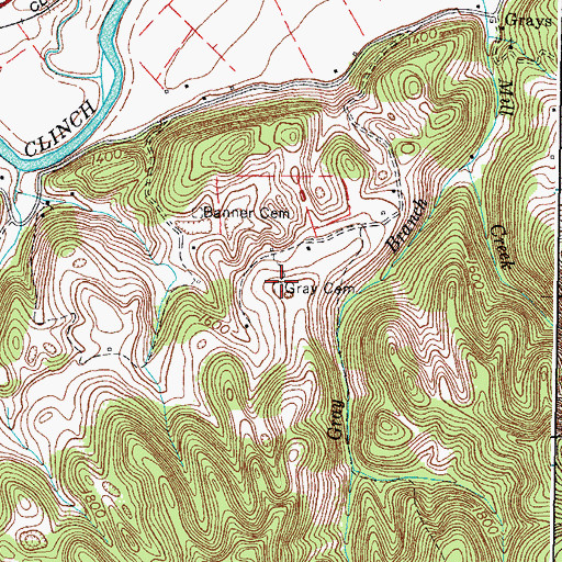 Topographic Map of Gray Cemetery, VA