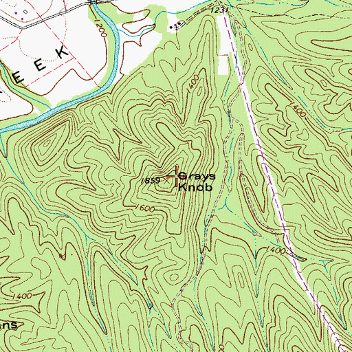 Topographic Map of Grays Knob, VA