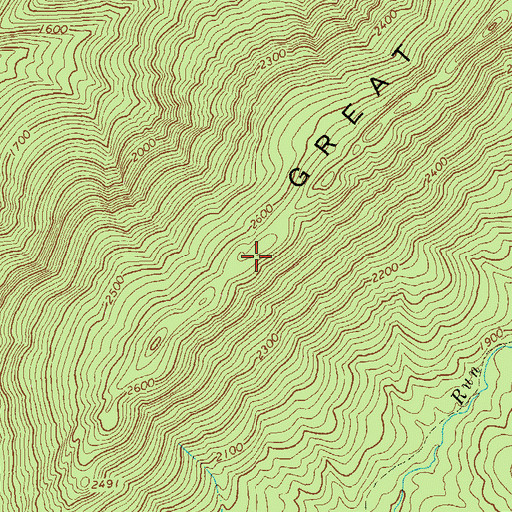Topographic Map of Great North Mountain, VA