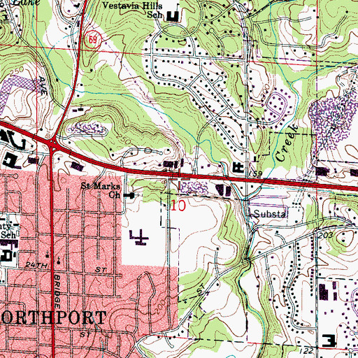 Topographic Map of Northcreek Plaza Shopping Center, AL