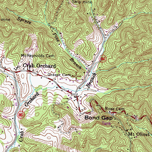 Topographic Map of Greear Cemetery, VA