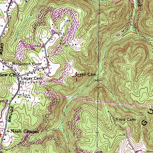Topographic Map of Green Cemetery, VA